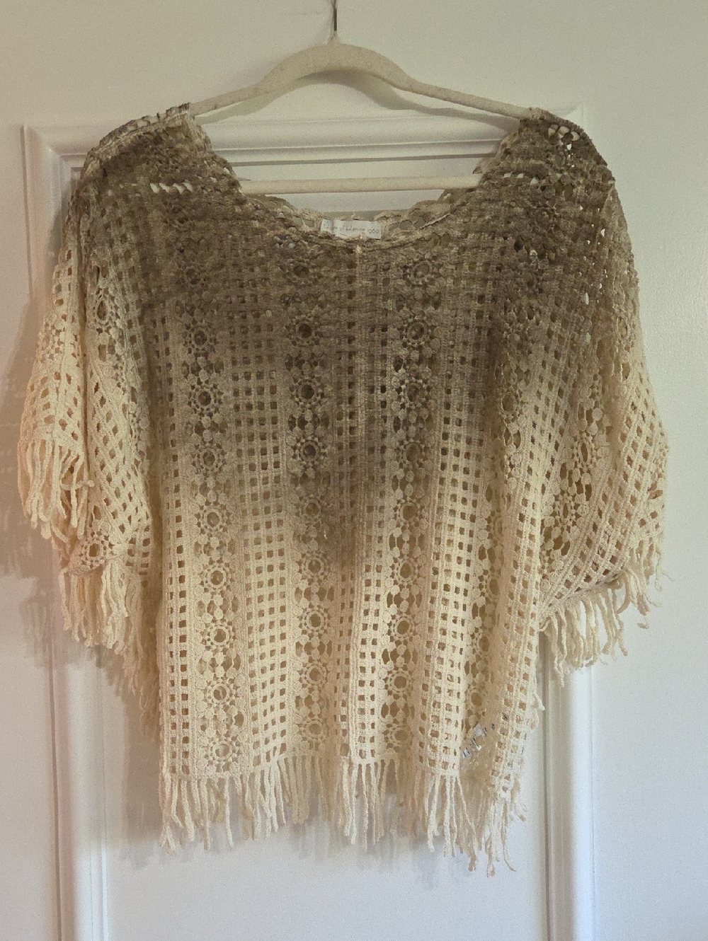 House Of Harlow Crocheted Fringe Ombre Top One Size Fits Most